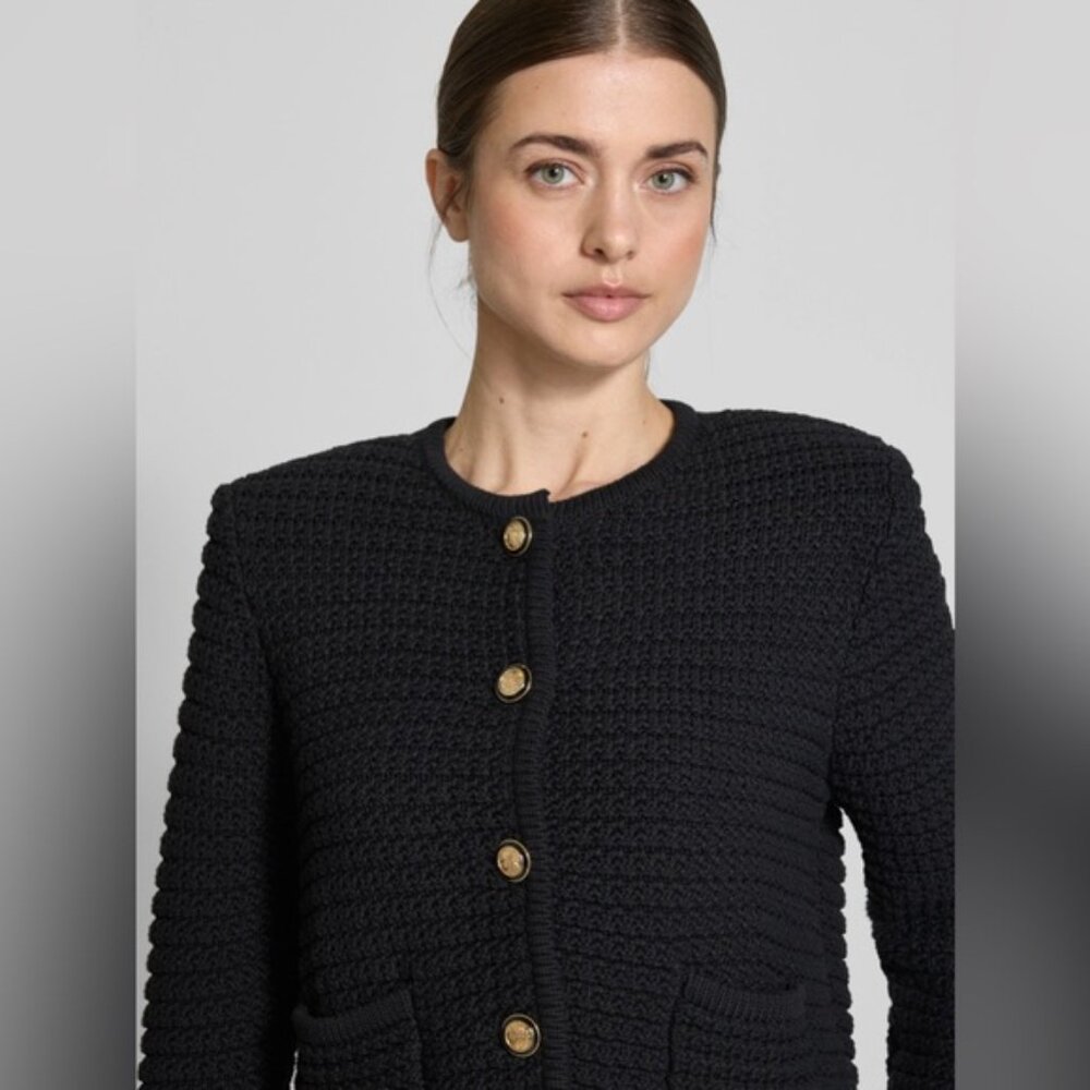 NEW Ba&sh Bash Gaspard Tweed Cardigan Jacket in Black | size 2 M US6 UK10 - Picture 3 of 14